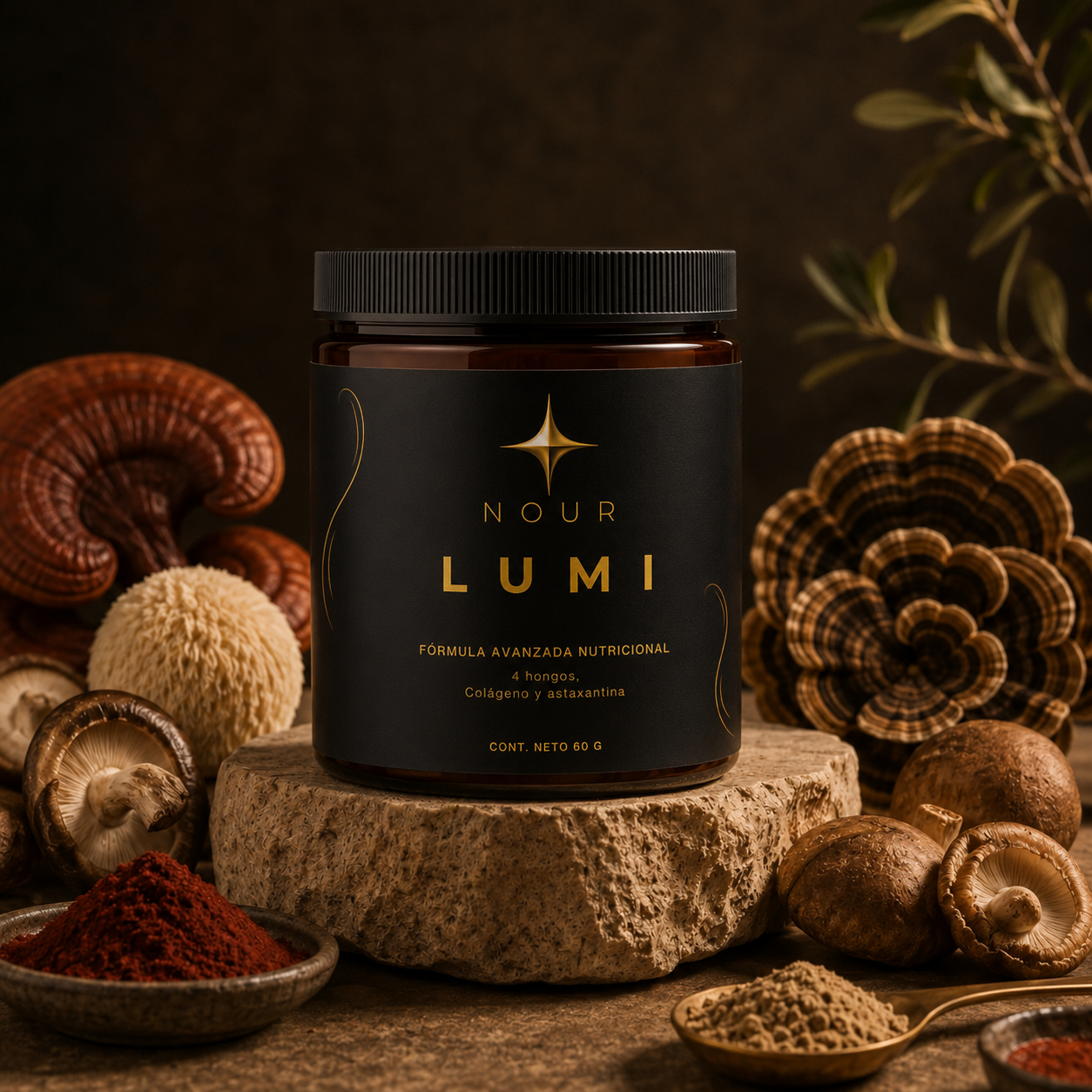 LUMI frasco con hongos funcionales